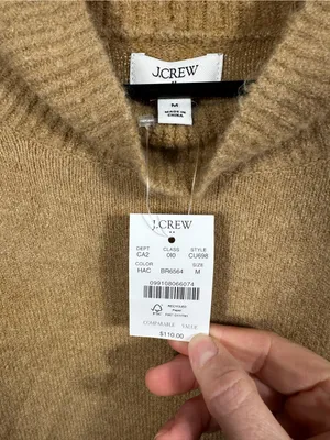 S140. J. Crew Camel Ribbed Mock Neck Sweater thumbnail 2