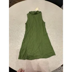 Monteau‎ dress button-front Shirt ruffle Peter Pan collar Linen Green Size Small thumbnail 4