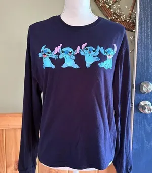 Disney Navy Blue Stitch Long Sleeve Tee thumbnail 1