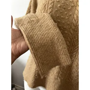 Jcrew Womens Sweater M Tan Cable Knit Bobble Preppy Academic Ivy League Twee thumbnail 5