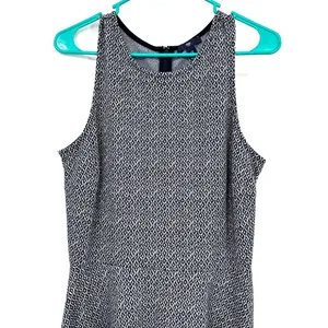 Gap size medium sleeveless a line dress hidden rear‎ zip black white print thumbnail 3