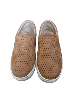 UGG Fierce Geo Perforated Suede Slip-On Sneakers Shoes Tan Women's Size 7.5 thumbnail 2