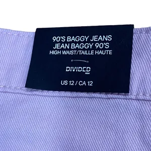 NEW Divided 90's Baggy Denim Jeans‎ Womens Size 12 Light Pink wash Wide Leg Y2K thumbnail 4