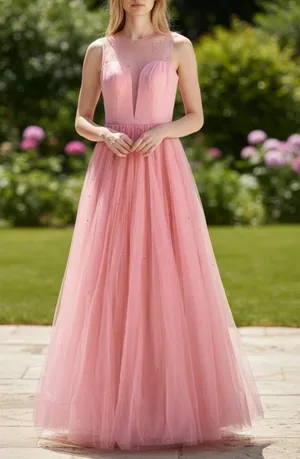 SHERRI HILL Pink Crystal Tulle and Satin Formal Gown Size 2 Prom Quinceañera thumbnail 1