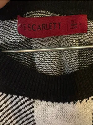 Love Scarlett Black & White Buffalo Check Long-Sleeve Sweater Dress thumbnail 3