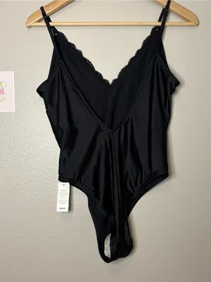 Aerie New Satin Lace black swimsuit one piece women’s summer beach pool small thumbnail 5