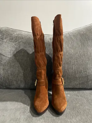 Michael Kors Cognac Suede Leather Knee-High Boots Size 8 thumbnail 5