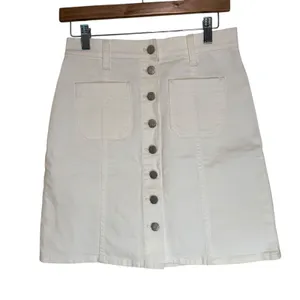 Madewell White Button‎ Front Denim Mini Skirt Size 26 thumbnail 7