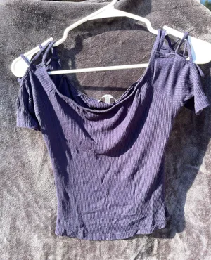 Navy Blue Off The Shoulder Top thumbnail 1