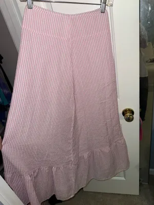 SheIn Pink and White Striped Maxi Skirt thumbnail 1