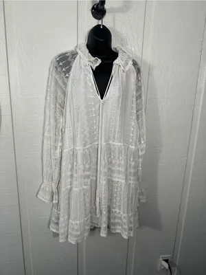Zara White Lace Overlay Dress Size Small EUC thumbnail 2