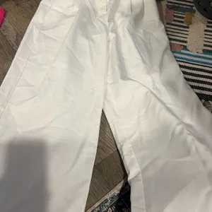 Commense Wide Leg Pleated White Cotton Pants High Waist Pants Size M thumbnail 6