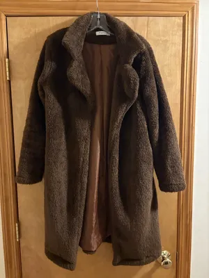 Angashion Women's Brown Fuzzy Fleece Lapel Open Front Long Coat Faux Fur thumbnail 2