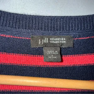 J.‎ Jill Wearever Collection Cardigan Sweater, Red/Navy Striped, Gold Buttons LP thumbnail 3