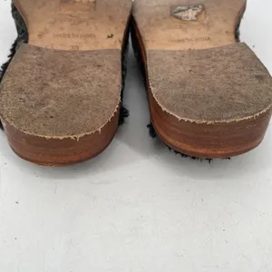Free People Butterfly Effect Faux Fur Crushed Velvet Mules Green Sz EU 38 US 7.5 thumbnail 6