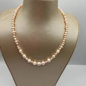 Sterling 925 Pearl Necklace - Pink and White Pearls thumbnail 1