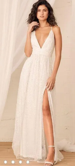 Lulus White Sequin Maxi Dress thumbnail 1