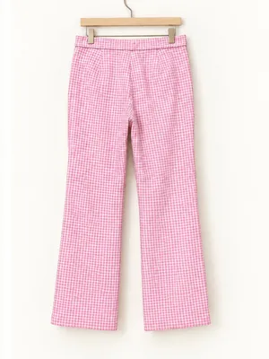 Zara Pink/White White Gingham Tweed-Like High Rise Skinny Bootcut Dress Pants M thumbnail 3