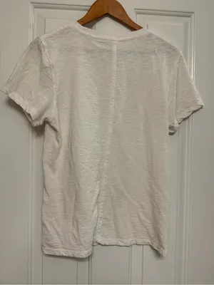 Quince White Organic Cotton Slub Crew Neck Tee Shirt Medium thumbnail 2