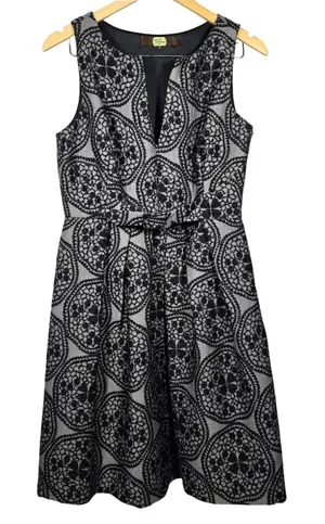 Eva Franco Silver Black‎ Metallic Medallion Brocade Fit Flare Dress Size 8 thumbnail 1