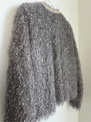 Zara Basic Fringed Fluffy Shaggy Cropped Cardigan Jacket thumbnail 7
