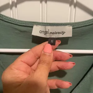 Angel Maternity Nursing Dress Women M Green Casual Zip Front Drawstring Pockets thumbnail 8