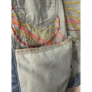 ASOS x Refinery29 Space Embroidered Denim Jacket Light‎ Wash Rocket Star XS thumbnail 5