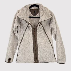 Kuhl Womens Flight Jacket Beige Avina Full Zip Sherpa Fleece Hooded Outdoor XS thumbnail 2