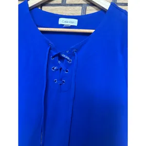 Calvin Klein Blue Lace Up Neck Dress Size Small‎ thumbnail 4
