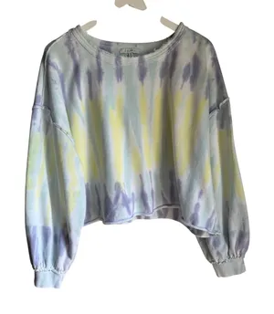 Z Supply Pastel Tie Dye Cropped Sweatshirt Medium Oversized 100% Cotton thumbnail 1