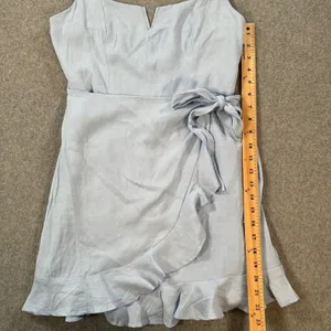 Hello Molly Blue Mini Dress Size 8 Ruffle Wrap Spaghetti Strap New thumbnail 7