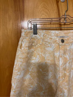 Polagram Tropical Print Wide Leg Pants Yellow White Large thumbnail 7