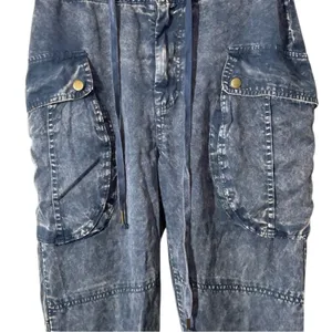 Young Fabulous & Broke Clyde Tencel Cargo Pants Small Blue Grey Cropped thumbnail 3