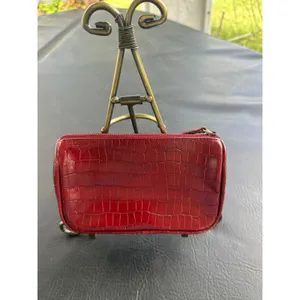 Etienne Aigner Red Croc Embossed Small Cosmetic Pouch Zip Clutch‎ bag EUC thumbnail 2