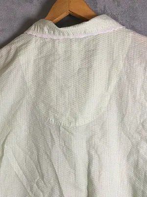 Light Green Embroidered Cotton Button-Up Top‎ Cottage Fairy Whimsy lace size M thumbnail 8