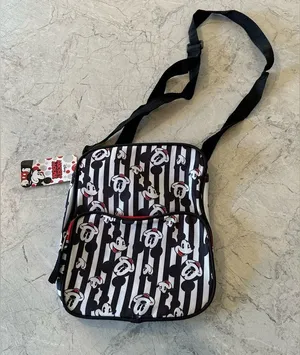 NEW Mickey Mouse Disney Crossbody Canvas Bag Purse‎ Black White Red thumbnail 1
