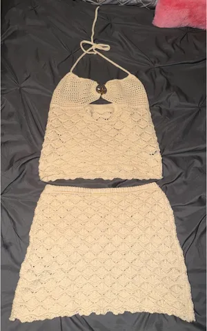 Cream crochet halter set Tan Size M thumbnail 1