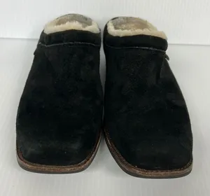 UGG Australia Shoreham Clog Women’s 7 Black Suede Sheepskin‎ Slipper Shoe Mule thumbnail 1