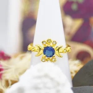 Boho Crystal Moon Ring Gold thumbnail 4
