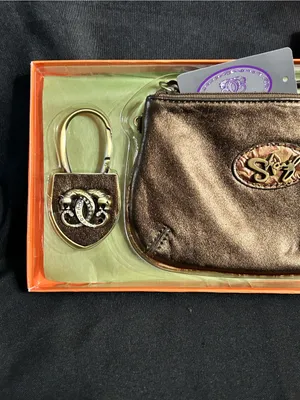 Sharif Original 1827 Metallic Bronze Zip Wristlet Clutch & Keychain NWT thumbnail 3