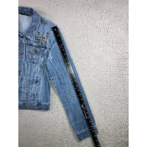 a.n.a Studded Denim Jacket Women M Distressed Trucker Punk Biker y2k‎ Western Cowgirl thumbnail 14