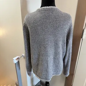 Croft & Barrow Full Zip Sweater Grey Snowman Snowflake Knit Ugly Sweater Granny thumbnail 5