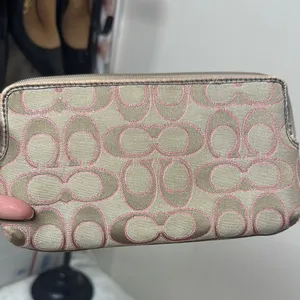 Coach Tan and Pink Signature Wristlet Clutch thumbnail 3
