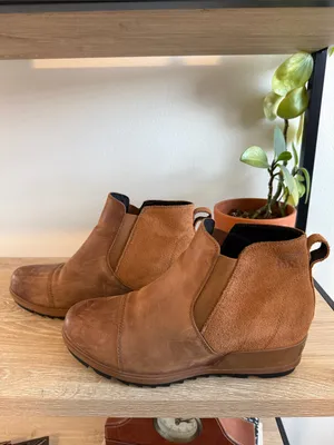 Sorel Evie II Chelsea Wedge Brown Leather Slip On Bootie, 10.5 thumbnail 5