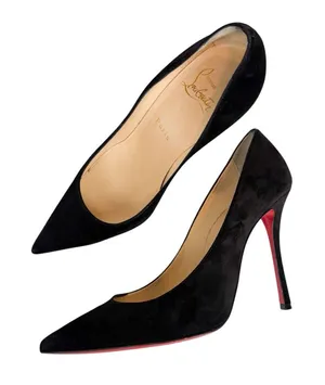 Christian‎ Louboutin Pigalle 100 Black Suede Pumps Stiletto Heels Size EU 37 thumbnail 1