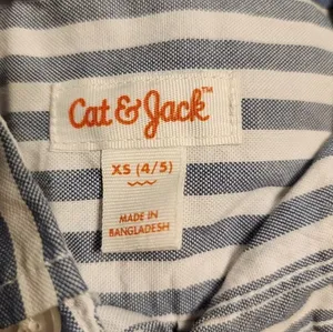 NWT Cat & Jack Boy's Blue/White Striped Shirt Size X-Small thumbnail 3
