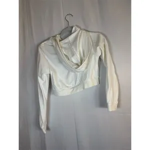 Brandy Melville ZAFUL Cropped Full Zip Hoodie Jacket Womens Size S White Casual thumbnail 8