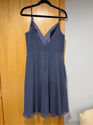 Azazie Emmy Knee Length Dress in Dark Blue (Stormy) - Size 16 thumbnail 2