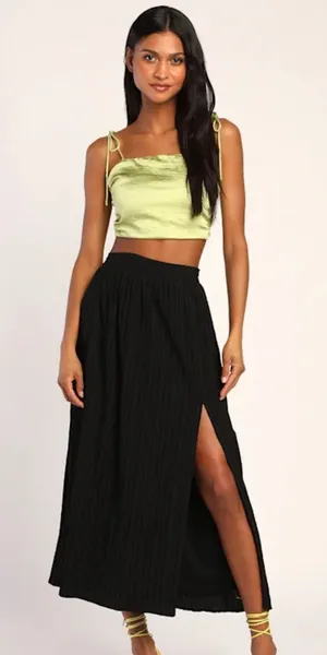 Lulus Midsummer Memories Black Mid-Rise Maxi Skirt Size Small thumbnail 1