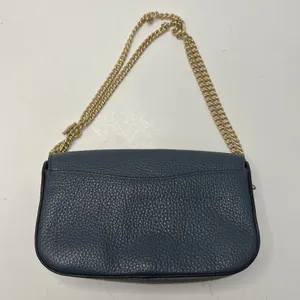Coach Kleo Crossbody Navy Blue Suede Denim Leather Chain Gold Strap Mini Purse thumbnail 7